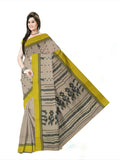Pradip Fabrics Woven Tant Pure Cotton Saree (cream & yellow )