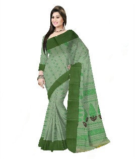 Pradip Fabrics Woven Tant Pure Cotton Saree ( Green )