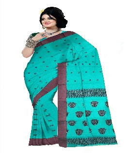 Pradip Fabrics Woven Tant Pure Cotton Saree (Green )