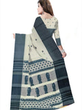 Pradip Fabrics Woven Tant Pure Cotton Saree (cream & blue )