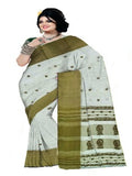 Pradip Fabrics Woven Tant Pure Cotton Saree( dark green )