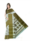 Pradip Fabrics Woven Tant Pure Cotton Saree( dark green )
