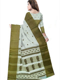 Pradip Fabrics Woven Tant Pure Cotton Saree( dark green )