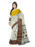 Pradip Fabrics Woven Tant Pure Cotton Saree(Brown & yellow )