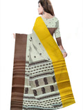 Pradip Fabrics Woven Tant Pure Cotton Saree(Brown & yellow )
