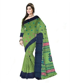 Pradip Fabrics Woven Tant Pure Cotton Saree (green )