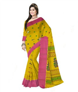 Pradip Fabrics Woven Tant Pure Cotton Saree (yellow)