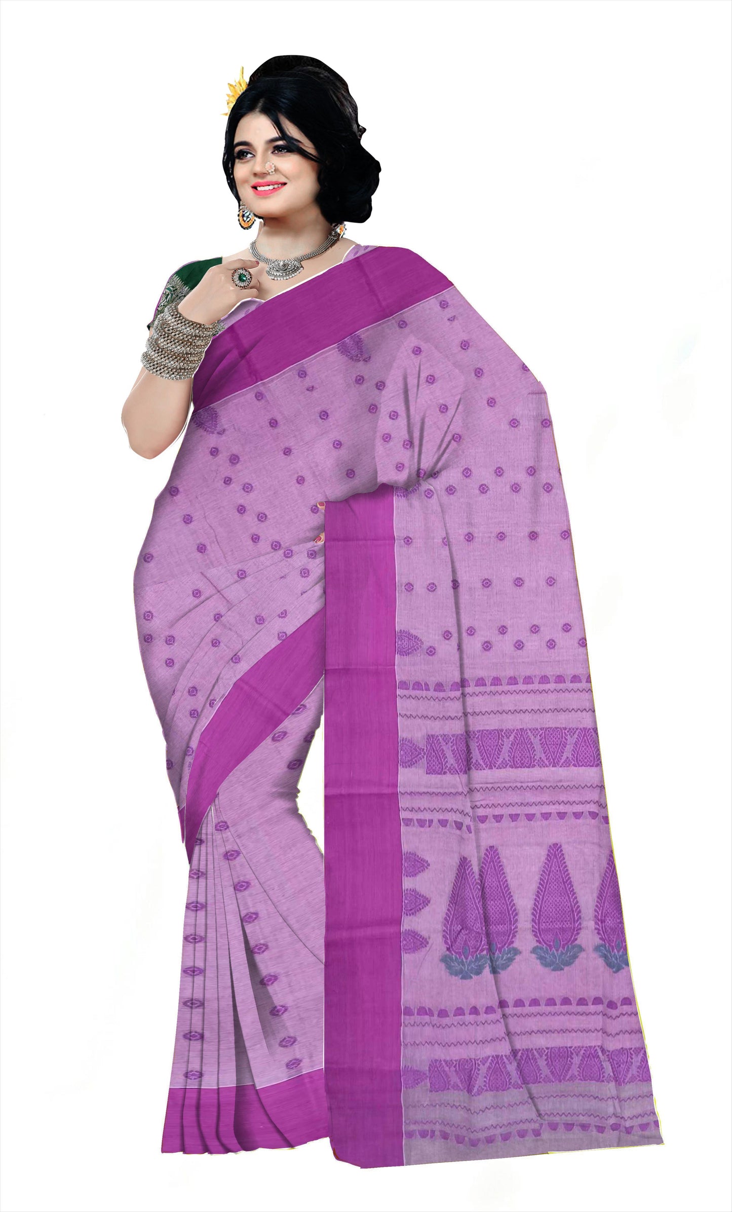 Pradip Fabrics Woven Tant Pure Cotton Saree (purple)