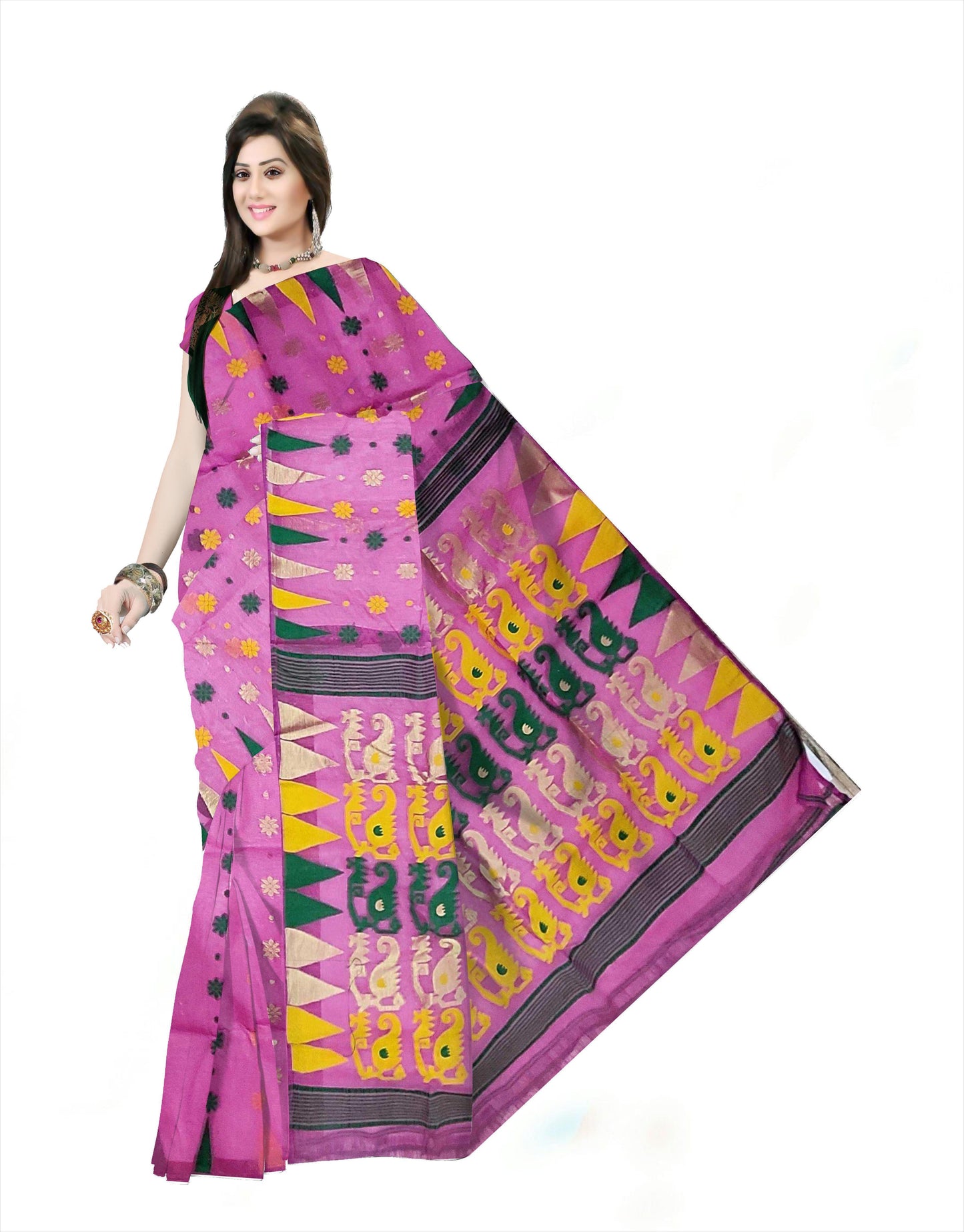 Pradip Fabrics Handloom Pure Tant Gap jamdni Saree
