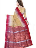 Pradip Fabrics Woven  Pure Tussar silk  Cream and Red Color Saree