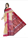 Pradip Fabrics Woven  Pure Tussar silk  Cream and Red Color Saree