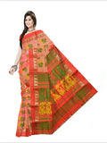 Pradip Fabrics Woven Tant Silk Orange & Green Color Saree