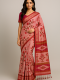 Light Pink Pradip Fabrics Ethnic Women's Tangail Tant Cotton Soft Light  Peach & Multicolored Patterns Jamdani Saree.