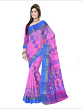 Pradip Fabrics Woven Tant cotton Pink & BlueColor Saree