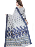 Pradip Fabrics Woven  Pure Tant Cotton Blue and white Color Saree
