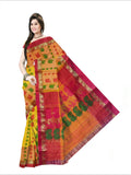 Pradip Fabrics Woven Tant Silk Yellow & Red Color Saree