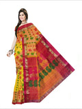 Pradip Fabrics Woven Tant Silk Yellow & Red Color Saree