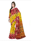 Pradip Fabrics Woven Tant Silk Yellow & Red Color Saree