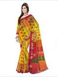 Pradip Fabrics Woven Tant Silk Yellow & Red Color Saree