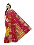 Pradip Fabrics Woven Tant Banarasi Cream and Pink Color Saree
