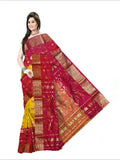 Pradip Fabrics Woven Tant Banarasi Cream and Pink Color Saree