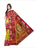 Pradip Fabrics Woven Tant Silk Yellow & Red Color Saree