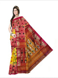 Pradip Fabrics Woven Tant Silk Yellow & Red Color Saree