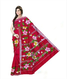 Pradip Fabrics Hand Painted Soft Linen Cotton Saree With Tassels