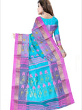 Pradip Fabrics Woven Tant Silk Pink & Sky blue Color Saree