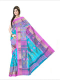 Pradip Fabrics Woven Tant Silk Pink & Sky blue Color Saree