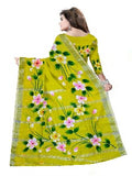 Pradip Fabrics Hand Painted Soft Linen Cotton Saree With Tassels