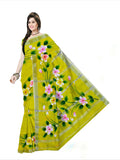 Pradip Fabrics Hand Painted Soft Linen Cotton Saree With Tassels