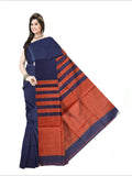 Pradip Fabrics Woven Soft Pure Cotton Handloom Blue & Orange Color Saree