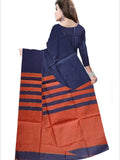 Pradip Fabrics Woven Soft Pure Cotton Handloom Blue & Orange Color Saree