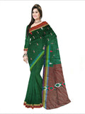 Pradip Fabrics Woven Soft Handloom pure cotton Dark Green Color Saree