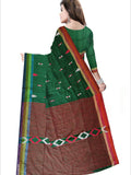 Pradip Fabrics Woven Soft Handloom pure cotton Dark Green Color Saree