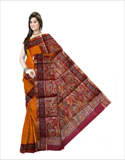 Pradip Fabrics Woven Red and Yellow Color Pure Silk Saree