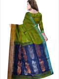 Pradip Fabrics Woven Green & Blue color Pure Cotton Soft Handloom Saree