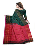 Pradip Fabrics Woven Deep Green and Red color  Soft Handloom Saree