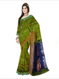 Pradip Fabrics Woven Green & Blue color Pure Cotton Soft Handloom Saree