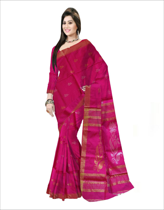 Pradip Fabrics Woven Soft Handloom Pink Color Saree