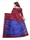 Pradip Fabrics Woven Maroon and Blue color  Soft Handloom Saree