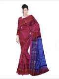 Pradip Fabrics Woven Maroon and Blue color  Soft Handloom Saree
