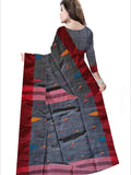 Pradip Fabrics Woven Soft Pur Cotton  Handloom Grey & Red Color Saree