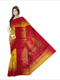 Pradip Fabrics Woven Yellow and Red color Soft Handloom Saree