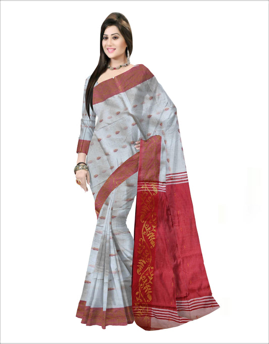 Pradip Fabrics Woven  Red and white color Soft Handloom Saree