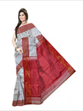 Pradip Fabrics Woven  Red and white color Soft Handloom Saree