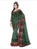 Pradip Fabrics Woven  Dark Green color  Soft Handloom Saree