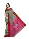 Pradip Fabrics Woven  Red and Olive Green Color Pure  Soft Print  Saree