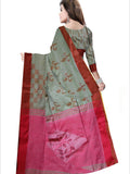 Pradip Fabrics Woven  Red and Olive Green Color Pure  Soft Print  Saree